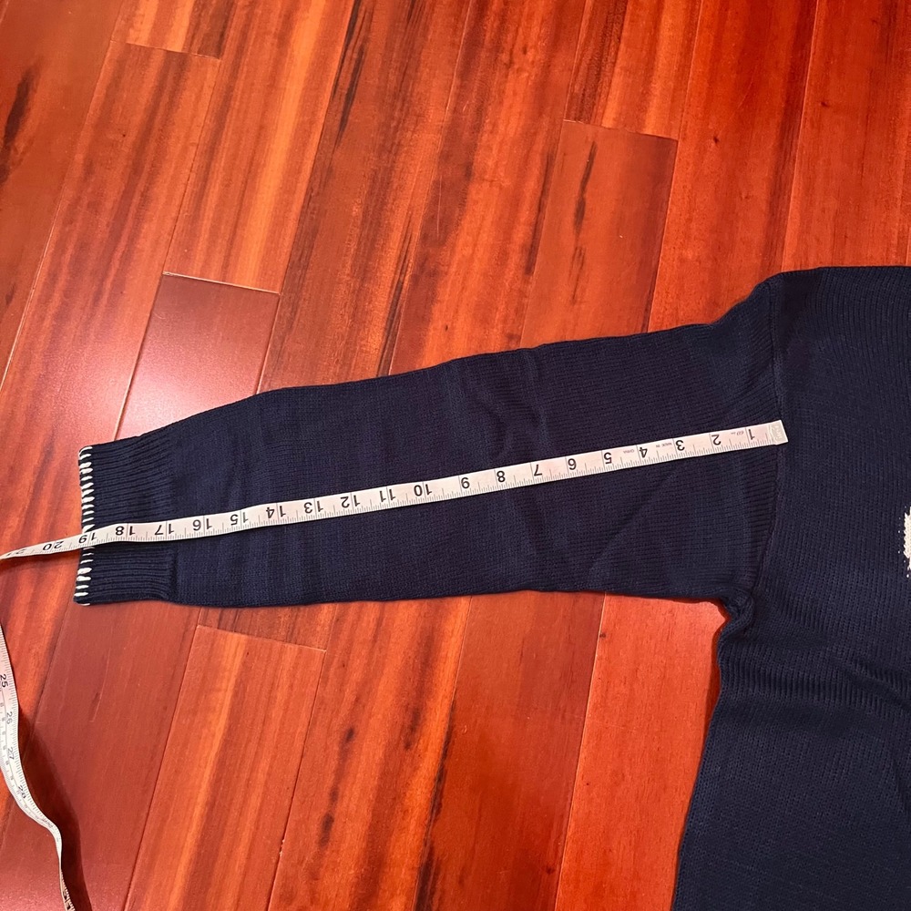 Blue‎ White Bow Sweater Navy Miss Sparkling Knit Crew Long Sleeve New Size Large - Picture 8 of 8